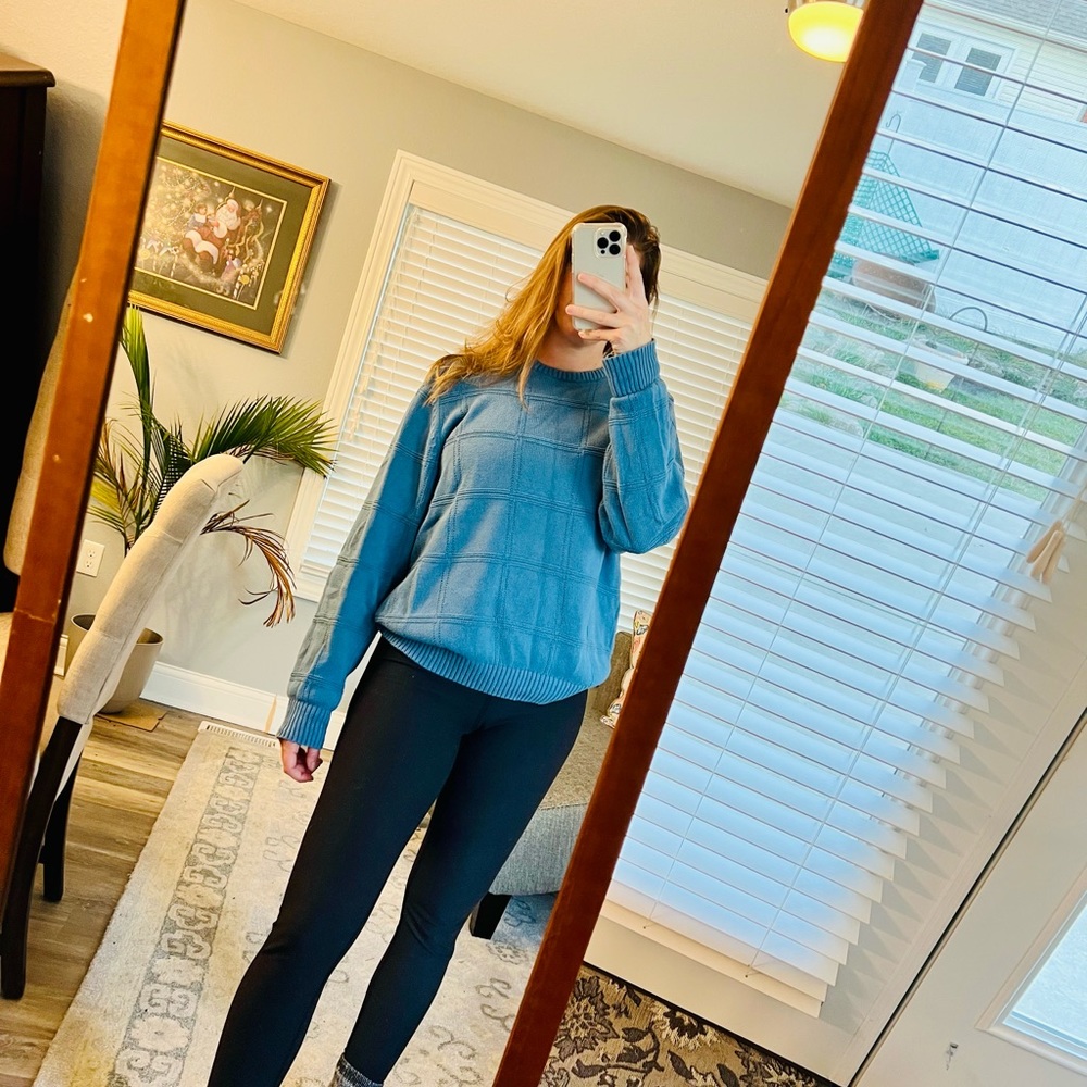 Blue Patchwork Sweater - image 2